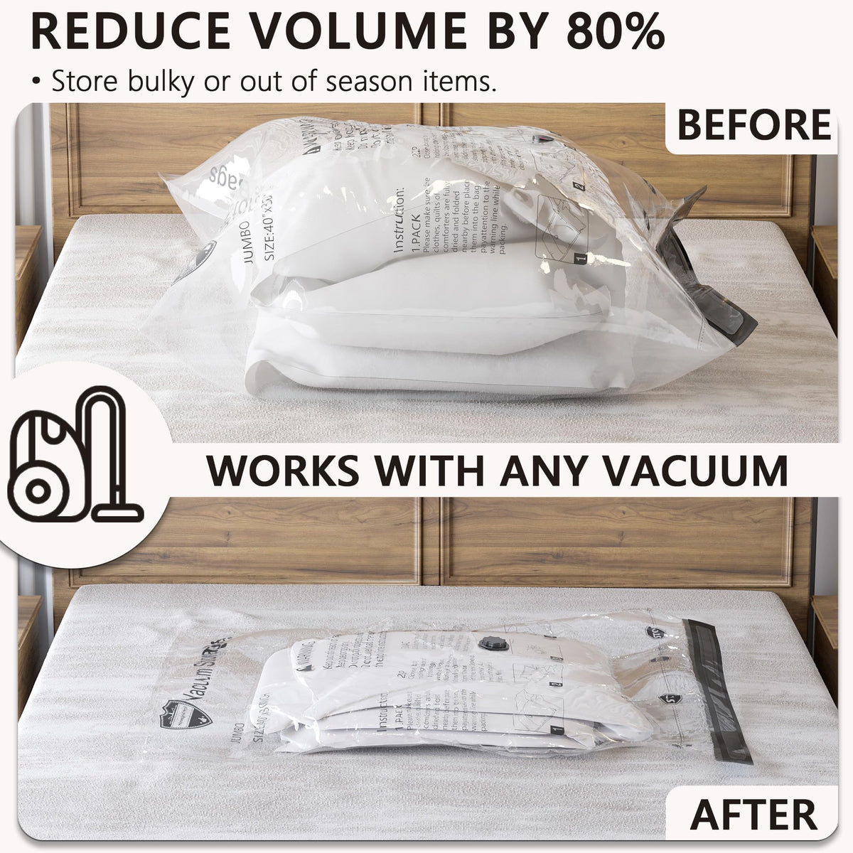 Vacuum Storage Bags and Bed Sheet Organizer