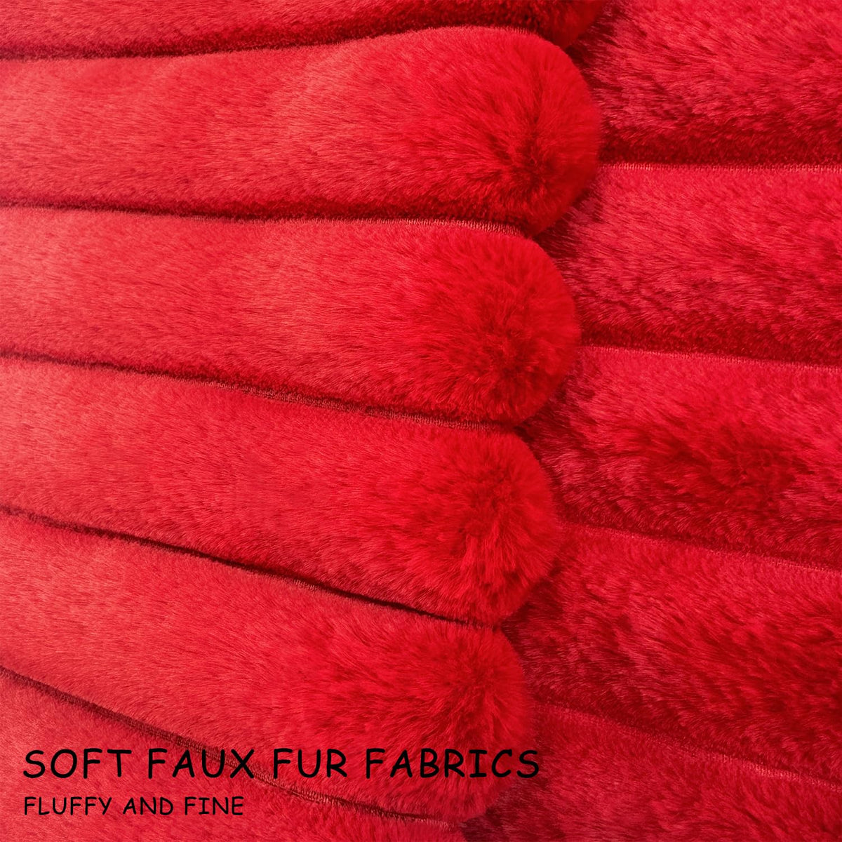 2 Pack 18x18 Pillow Cover Velvet Pillow Covers, Faux Fur Square Throw Pillow Covers for Living Room Decorations Throw Pillow Case, Throw Pillow Cover Cushion Cover for Home Sofa Bedroom Car, Red