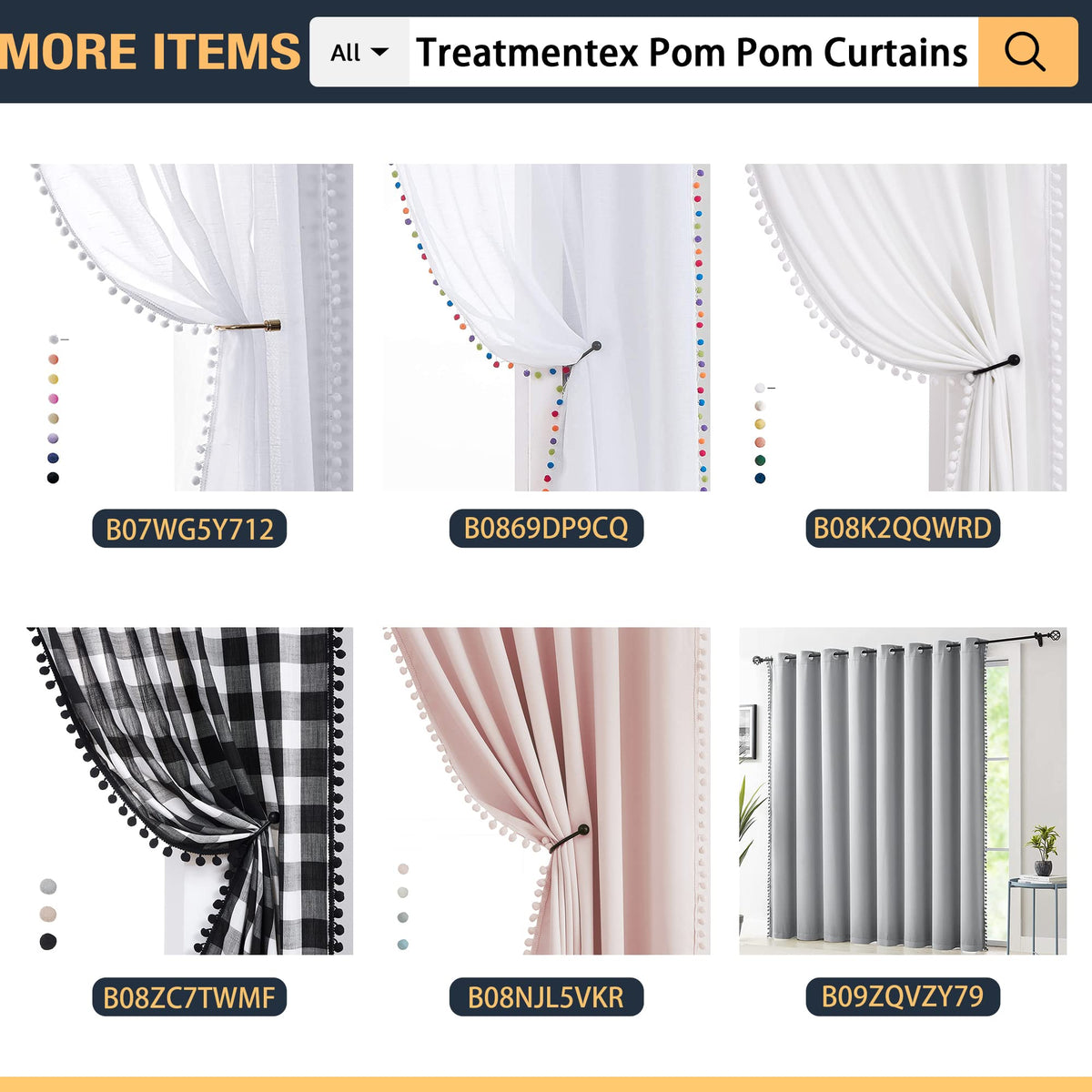 Treatmentex Pompom Blackout Curtains for Bedroom Pink Girls 84 inch Energy Efficient Thermal Insulated Living Room Darkening Curtain Panels for Kitchen Nursery Room 52" w x2 Panels Rod Pocket