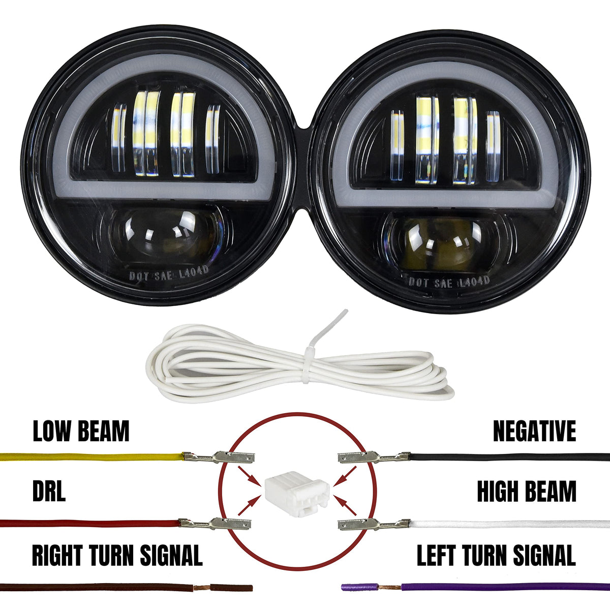 VEISUTOR Dual LED Headlight for Fat Bob，Upgraded LED Headlamp Front Light Kit with High Low Beam Turn Signal Lights and Halo Ring DRL for Harley Dyna Fat Bob 2008-2019 Accessories