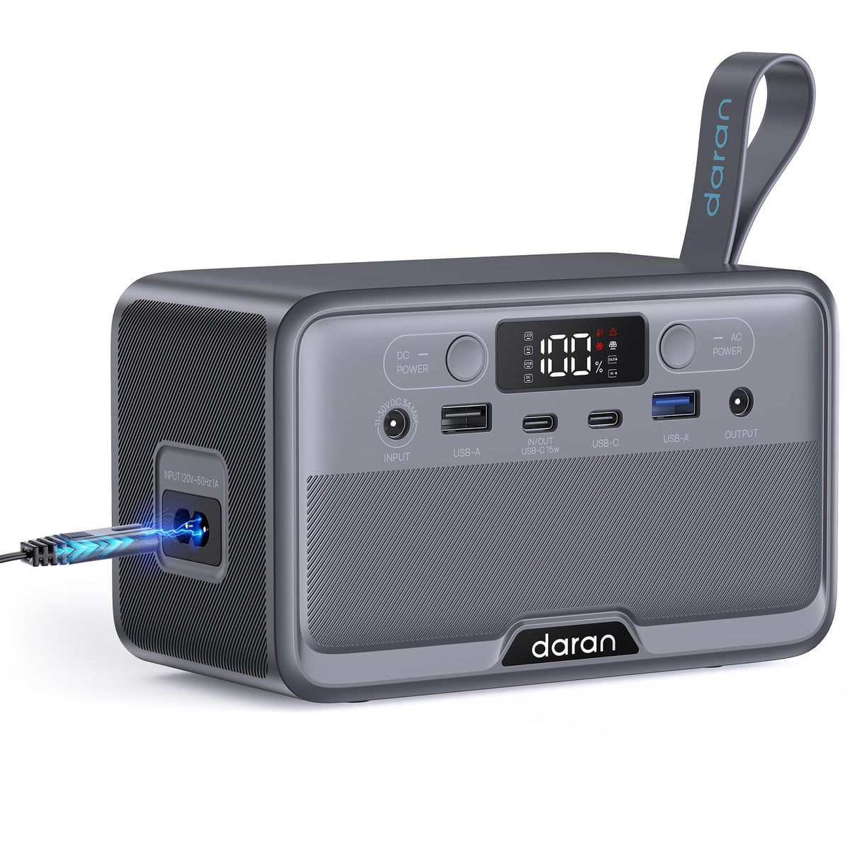 DARAN Portable Power Station, Ultra-Light 100W 89.6Wh Backup Battery with USB-C Fast Charge, AC/Solar Recharge, Perfect for Camping Gear, Phones, GoPro, Lights & Emergency Use