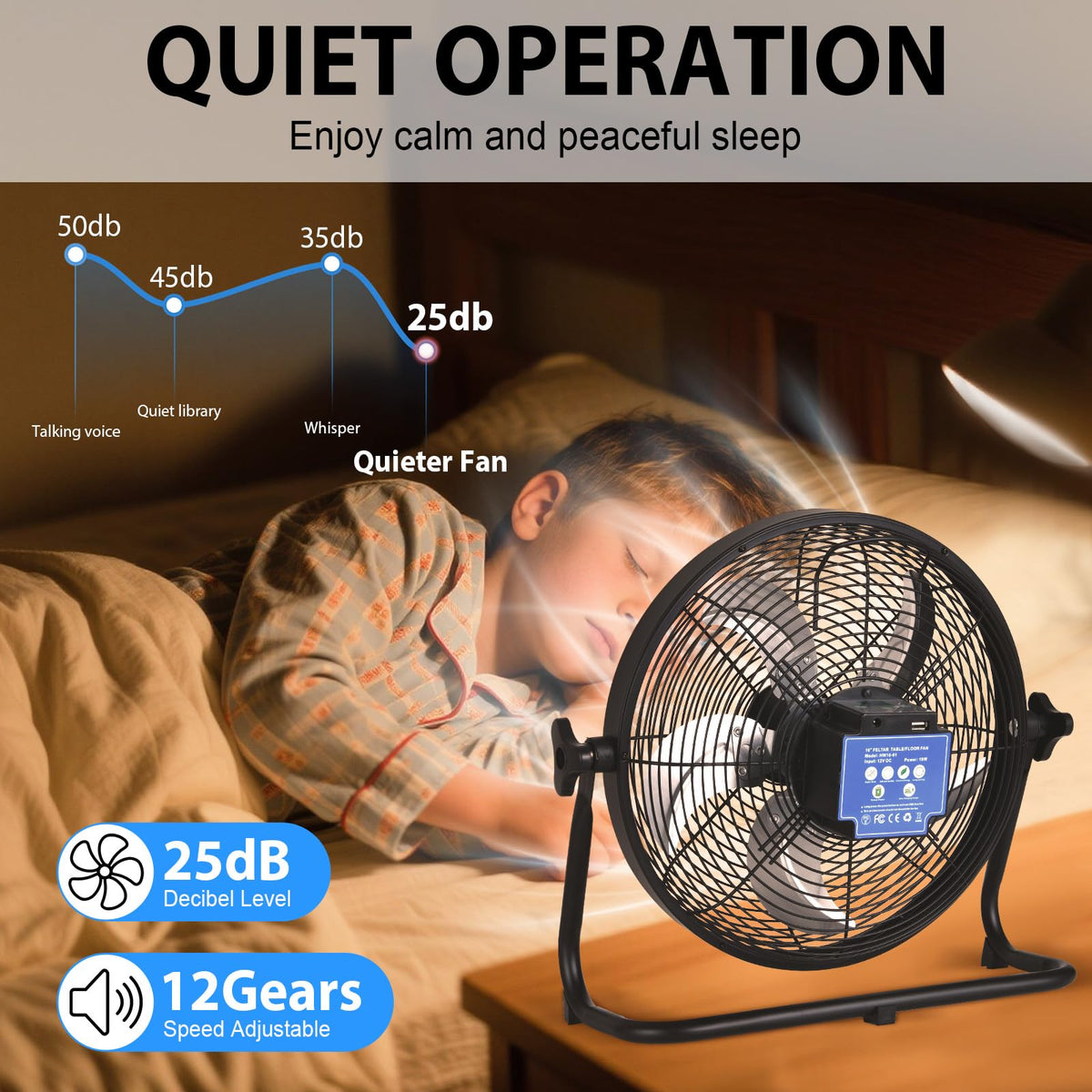 Feltar 16in Portable Solar Fan