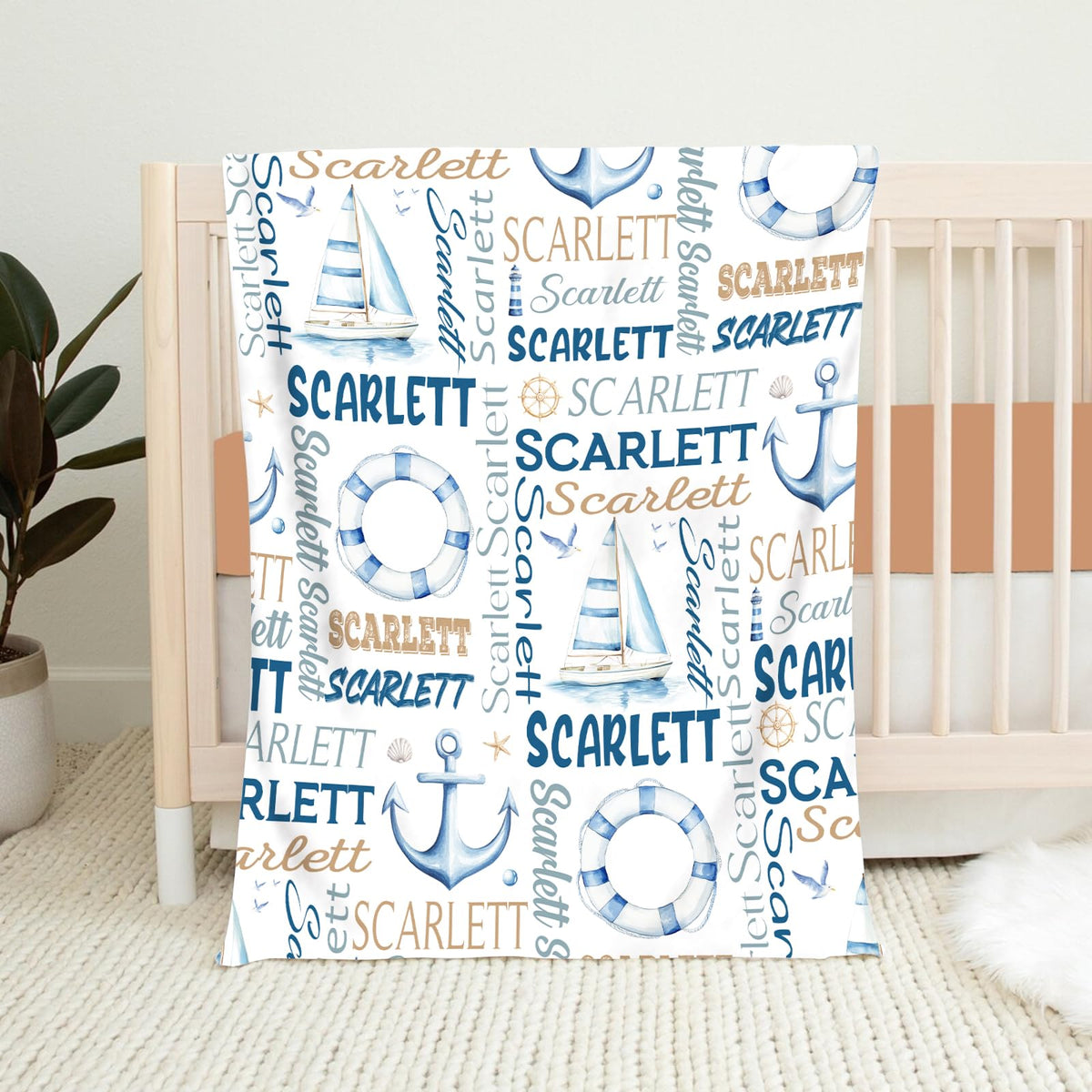 PUREFLY Personalized Baby Blanket- Custom Baby Blanket with Name for Girls and Boys, Super Soft Plush Fleece, Personalized Baby Gifts, Customized Name Blanket for Newborn