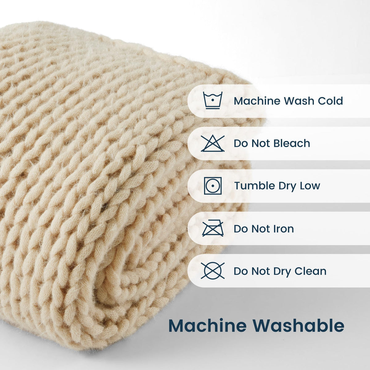 SLEEP ZONE Throw Blanket for Couch - Chunky Knit Hollow Blanket, Throw Blankets for Bed, Handmade Long Plush Cat Yarn, Soft Fluffy Knit Blankets Home Decor (Beige, 40x50in)