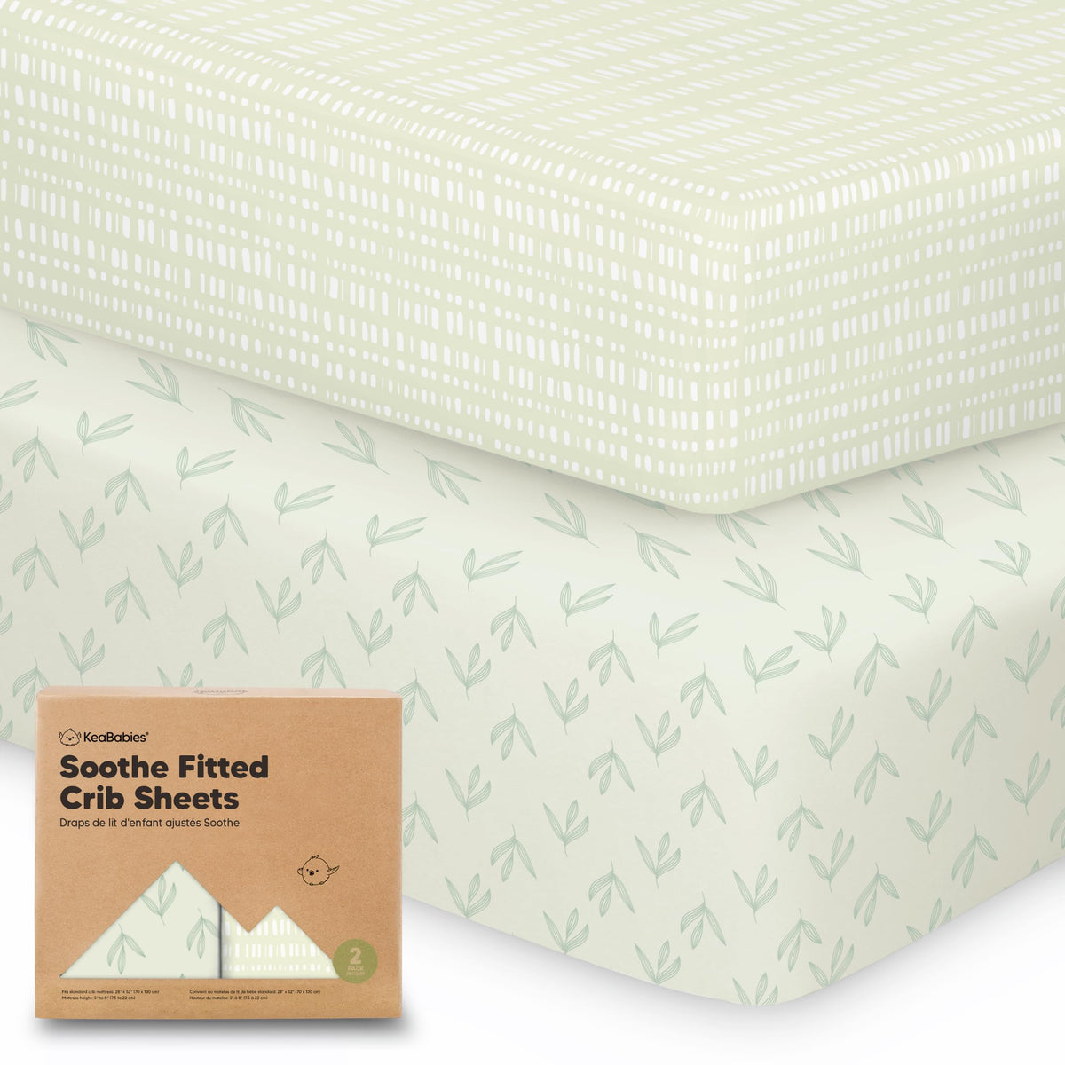 KeaBabies 2-Pack Organic Cotton Crib Sheets for Boys, Girls - 52x28 Fitted Crib Mattress Sheet Neutral, Breathable Cover for Baby Bed Set, Toddler Mattress, Soft & Cute Prints (Fleur)
