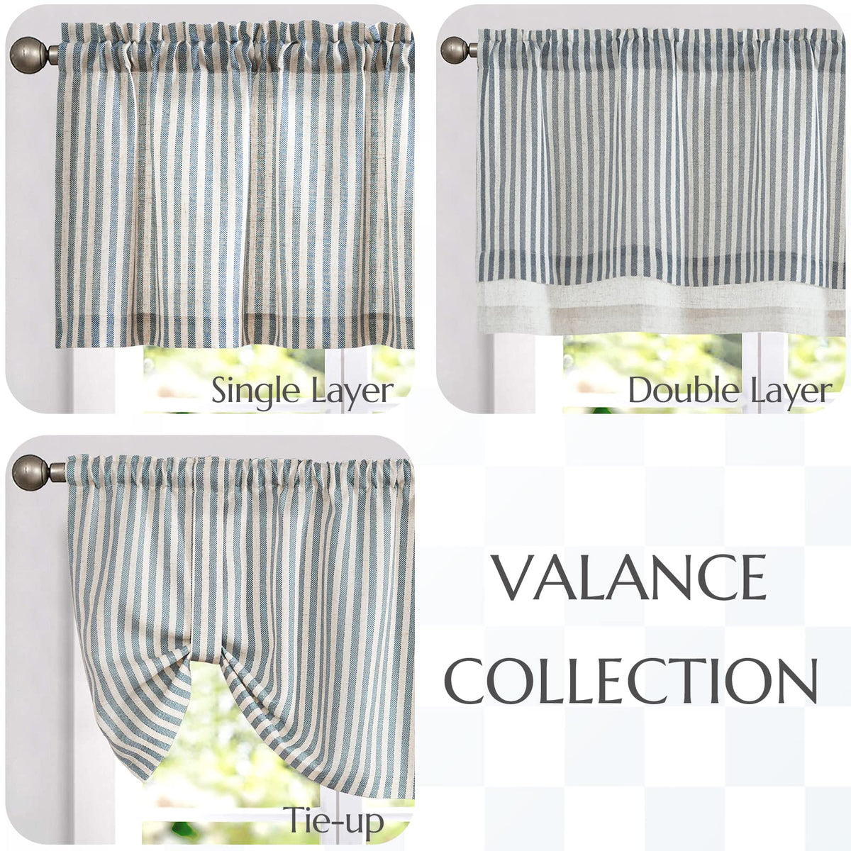 jinchan Linen Valance Kitchen Curtain Light Filter Double Layer 18 Inch