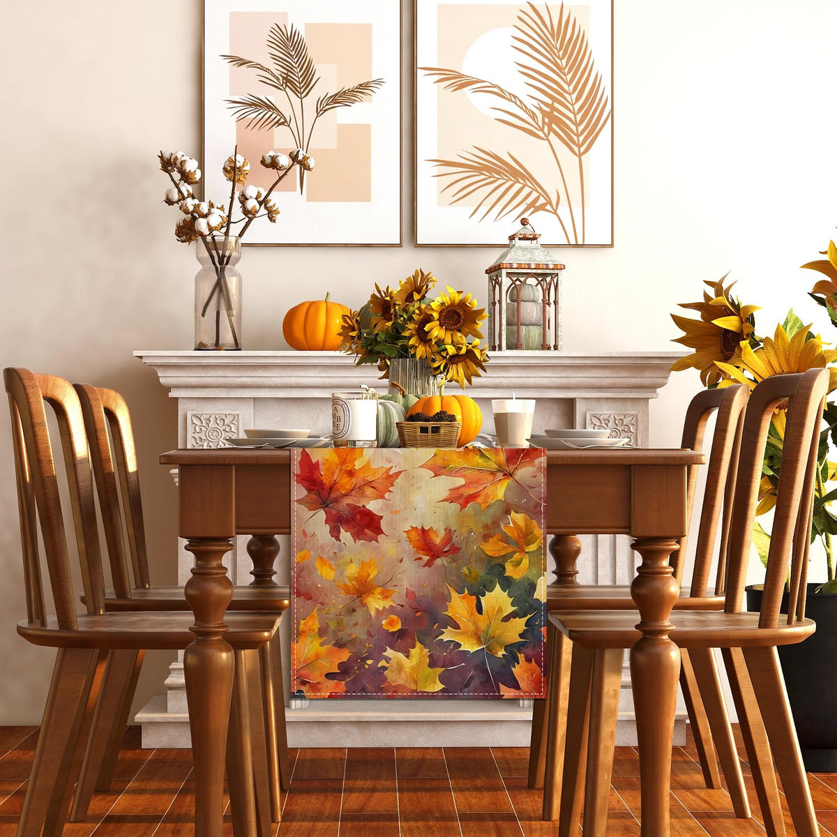 Rvsticty Fall Table Runner,Autumn Thanksgiving Decorations for Home Decor