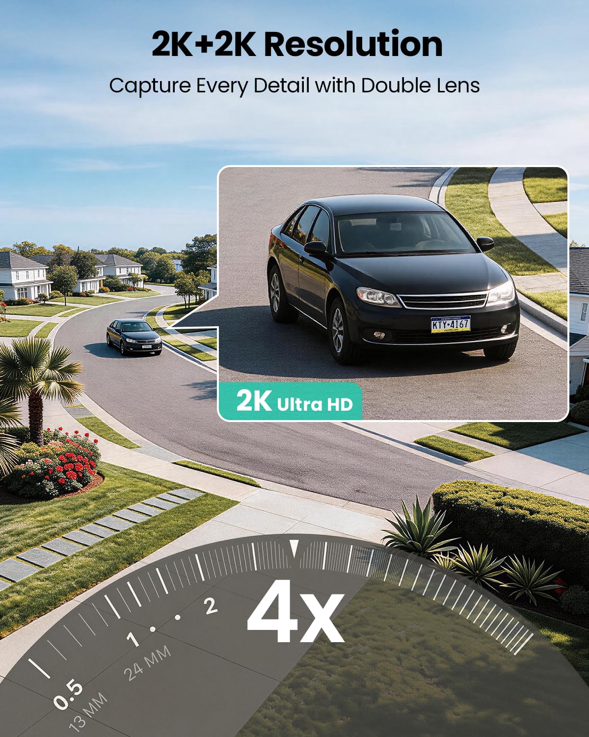 LIWAN 4G LTE Cellular Security Camera Wireless Outdoor, No WiFi Dual Lens, 360° PTZ & Fixed Dual Lens, 2K Color Night Vision, PIR Human Detection, IP66 Weatherproof, 2-Way Audio, Built-in SIM Card