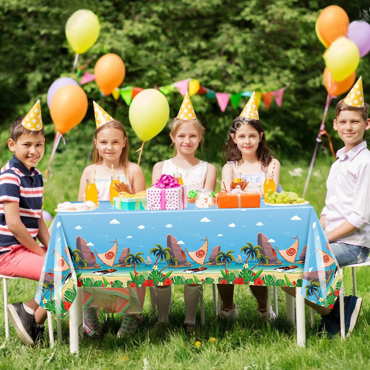 GANKTOWCOY 3 Pack Cartoon Party Tablecloths Plastic Disposable Rectangular Tablecloths Ocean Girl Birthday Decorations for Ocean Girl Party Dining Decoration Supplies