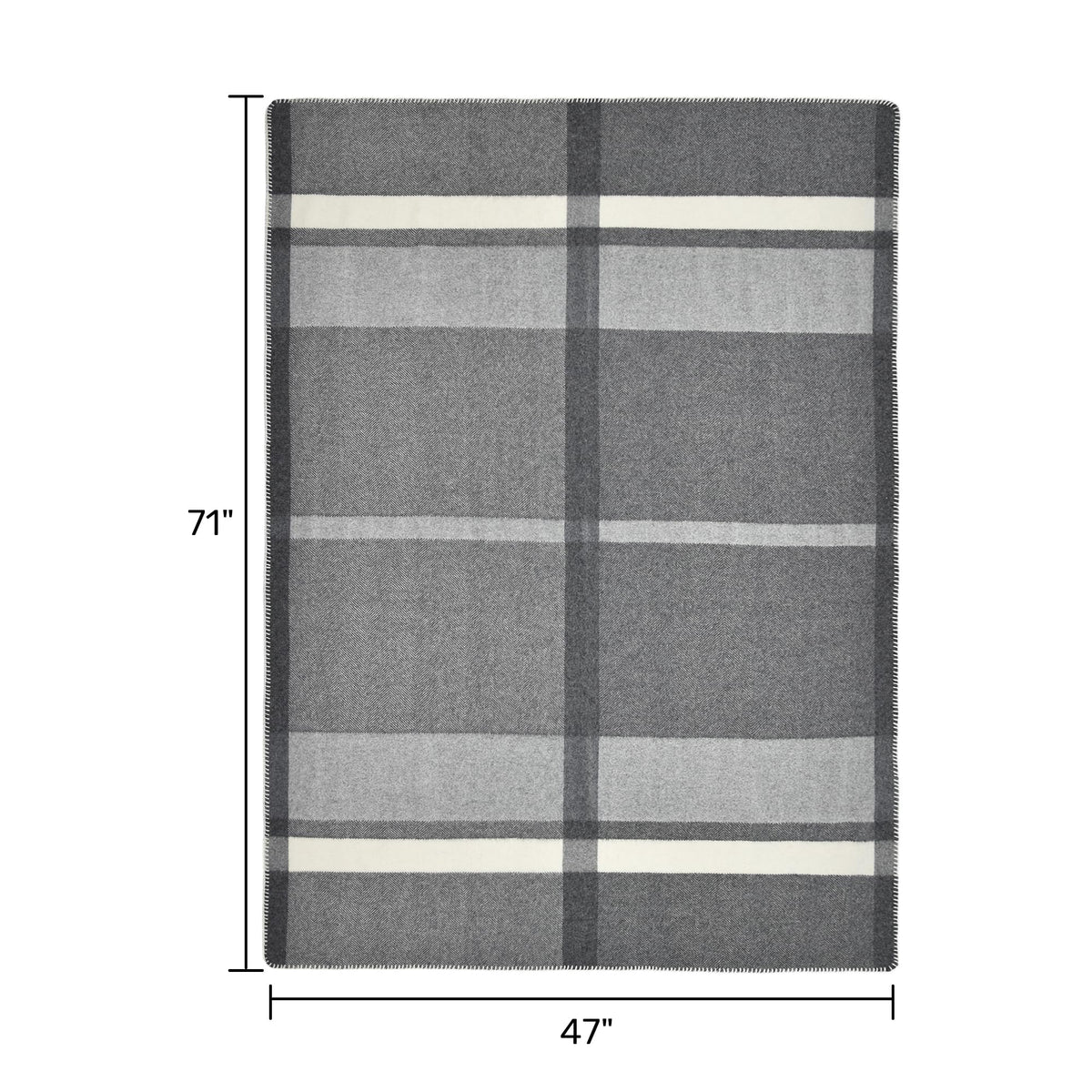 100% Wool Checkered Print Throw Blanket 71 x 47 Inches, Soft Breathable Cozy Blanket Decorative Throw Blanket for Couch Home Bedroom Reading Chair Decor, Charcoal Grey White