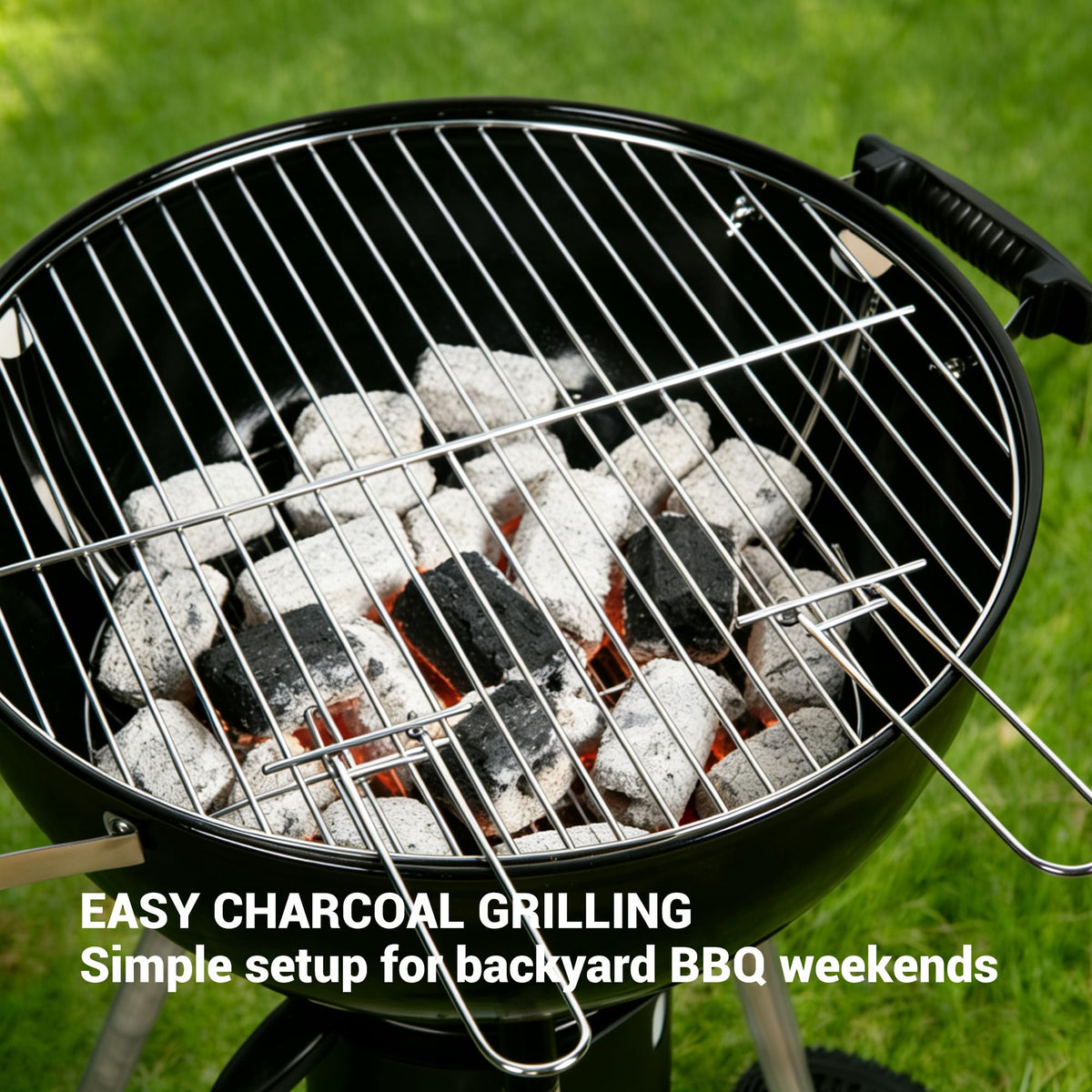 18-Inch Kettle Charcoal Grill with Lid & Wheels, Beginner-Friendly BBQ Grill for Backyard, Patio & Family Cookouts, Easy-to-Use Outdoor Charcoal Grill with Ash Catcher