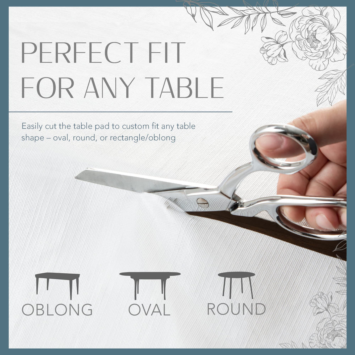 Threadmade Embossed Vinyl Cushioned Flannel Backing Tablepad, White - 52" W x 120" L