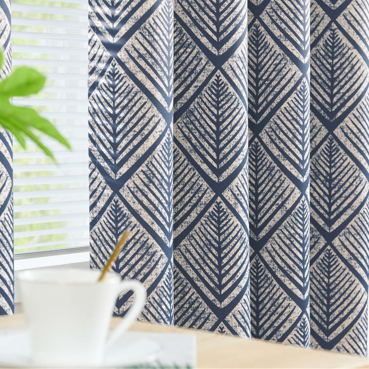jinchan 80% Blackout Curtains for Living Room, Geometric Patterns Drapes for Bedroom, Window Treatments for Room Darkening, Grommet Top Thermal Insulated Curtains 84 inch Length 2 Panels Set, Blue
