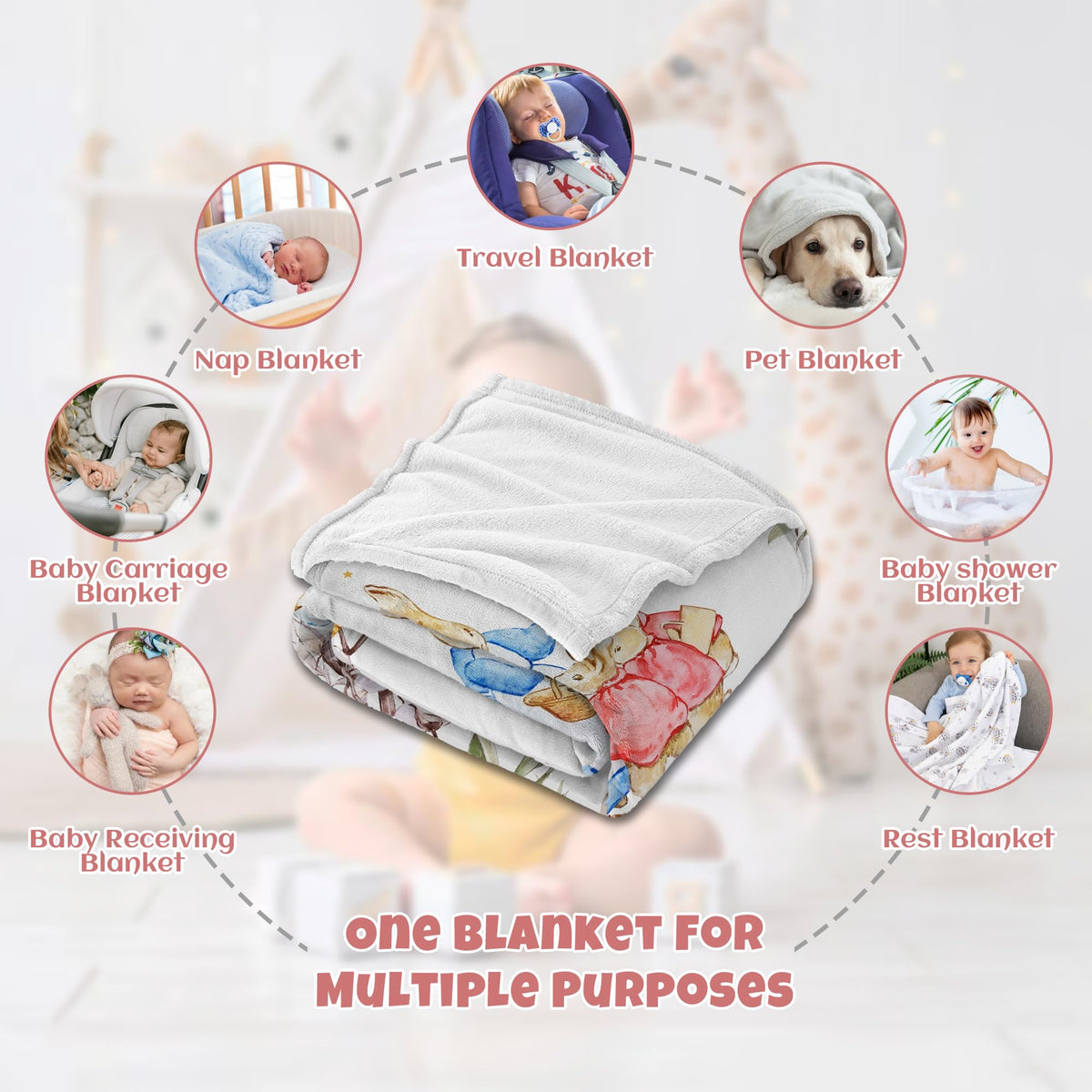 Lcyawer Personalized Blanket with Name, Customized Easter Birthday Gifts for Baby, Flannel Throw Blankets for Boys Girls, Personalized Baby Gifts for Infant Newborn Shower, Printed in USA