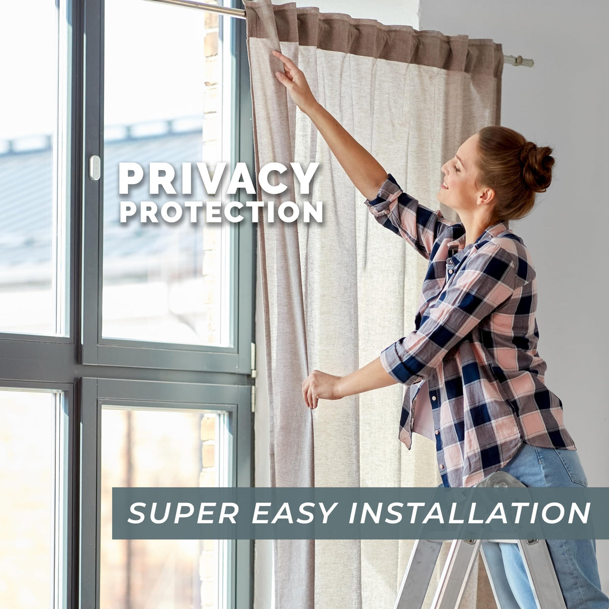 Elegant Comfort Luxury Curtain/Window Panel Set with Attached Valance and Backing 54" X 84 inch (Set of 2), Navy
