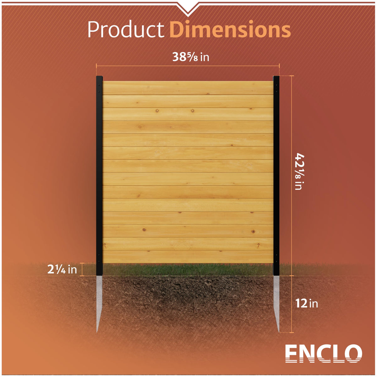 42in H x 38in W (2 Panels) No Dig Enclo Richmond Cedar Wood Privacy Screen, Ideal Outdoor Privacy Wall, Pool Equipment Enclosure, Trash Can Enclosures, Air Conditioner Fence, EC18008