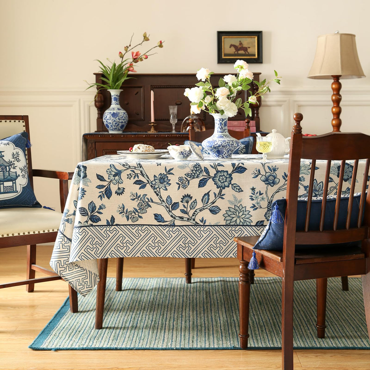 bilin gaier Designer Linen Tablecloth Rectangular,79"x55"-Suqing A