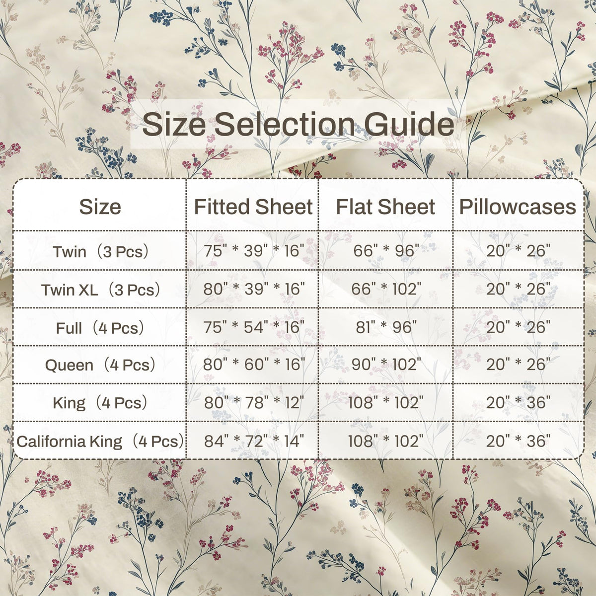 Wildflower Full Bedding Set Minimalist Floral Sheet Sets