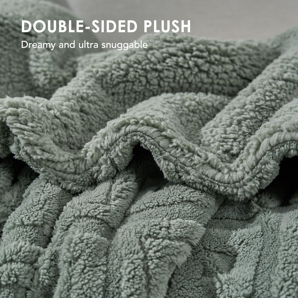 EverGrace Jacquard Boho Sherpa Fleece Throw Blanket for Couch, Super Soft Cozy Fuzzy Plush Blankets for Winter, Reversible Thick Warm Blanket for Bed, Sofa, Living Room, Sage Green, 50" x 60"
