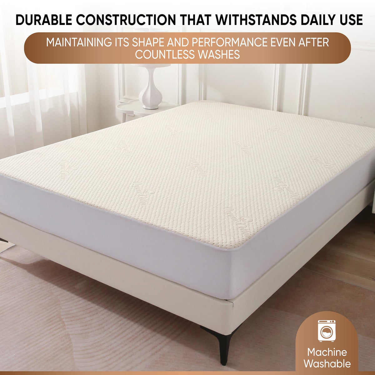 Luxury Waterproof Organic Mattress Protector King Size - Organic Cotton Breathable Mattress Pad Cover - Premium 380GSM 3D Air Fabric - Deep Pocket - Jersey Cotton Skirt - Fitted Design