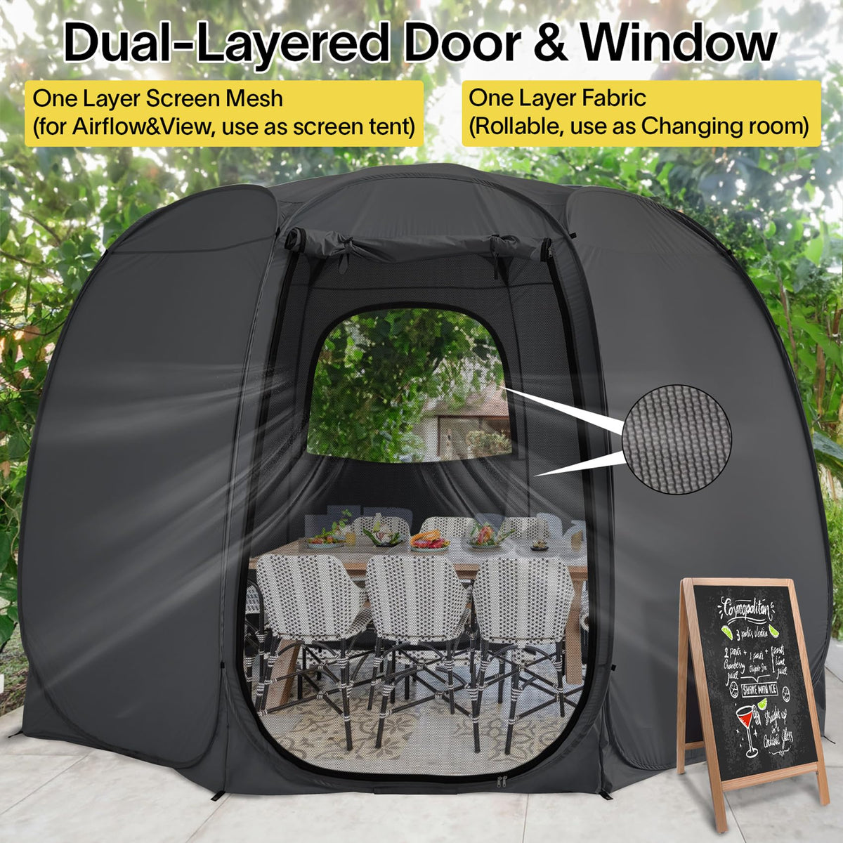 Alvantor® Pop Up Screen Tent House Room Instant Outdoor Camping Canopy Sun Shelter Gazebo for Patio, Backyard & Deck, Privacy Tent(2-10 People, 8'x8' 10'x10' 12'x12')