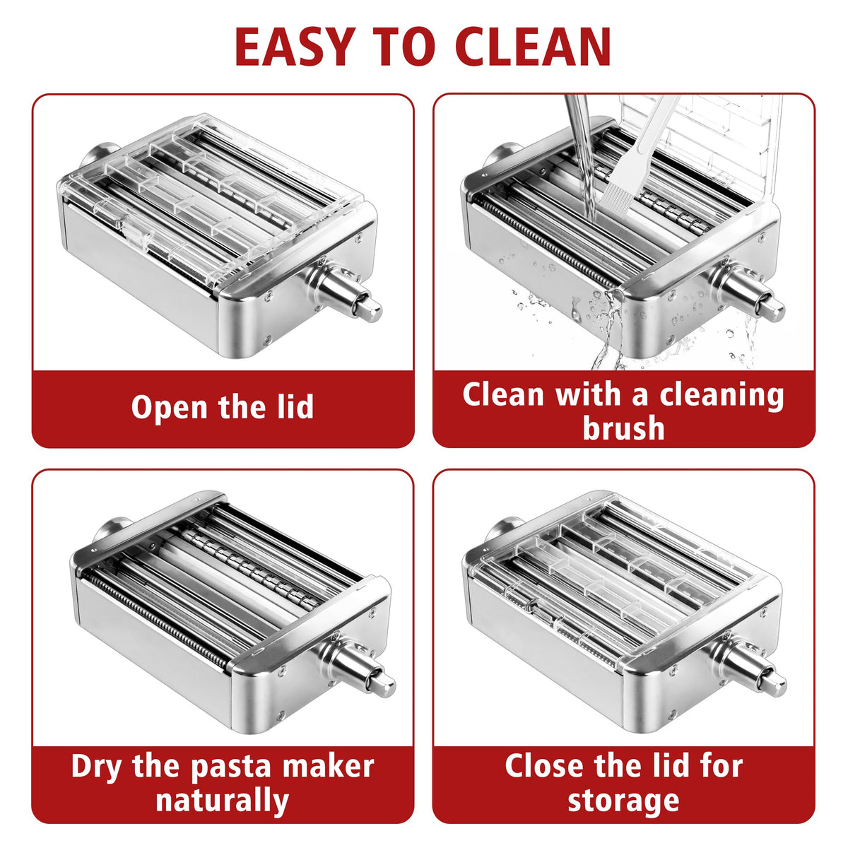 3-in-1 Metal Pasta Maker Attachment, Compatible with All KitchenAid Stand Mixers, Includes Pasta Roller, Fettuccine Cutter, and Spaghetti Cutter, Make Fresh Homemade Pasta with Ease