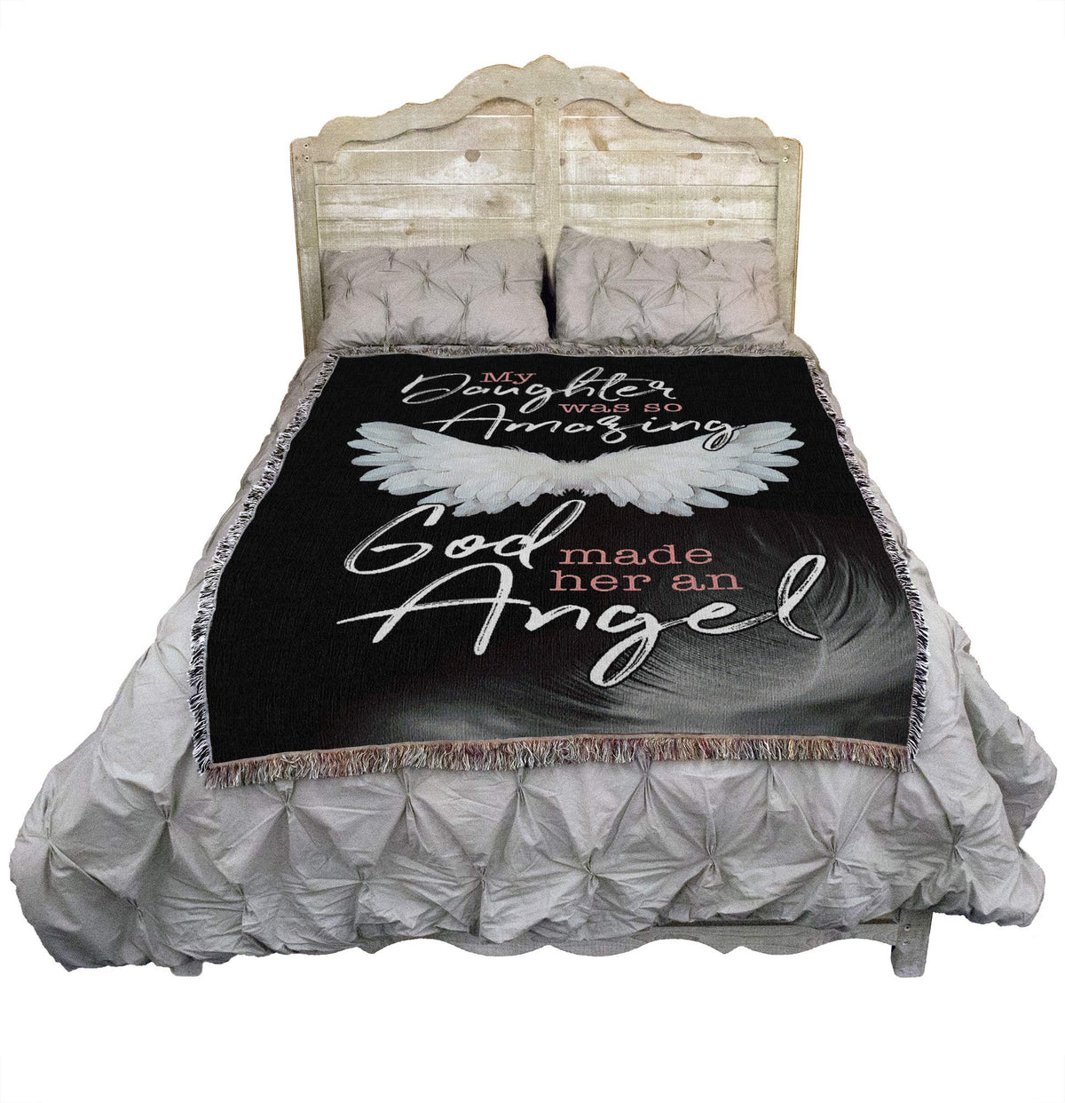 My Daughter was So Amazing God Made Her an Angel Blanket - Sympathy Bereavement Gift Tapestry Throw Woven from Cotton - Made in the USA (72x54)