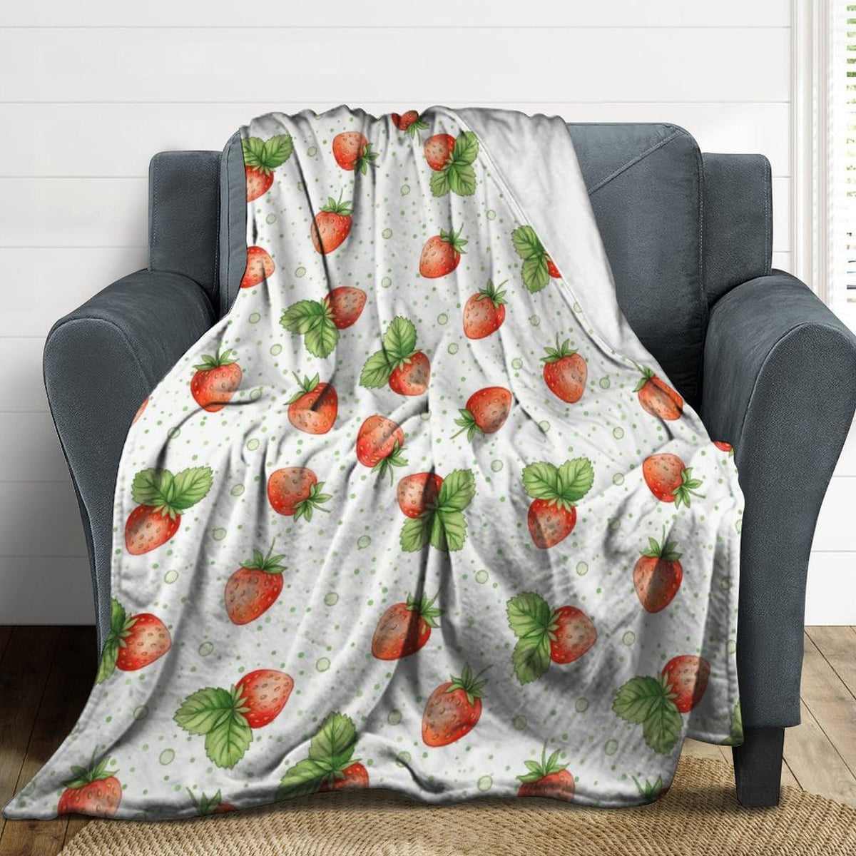 Meaudiwes Fashion Blanket Carpet, Flannel Blanket Winter Warm Blanket for Women Men Compatible with Strawberry Fruit
