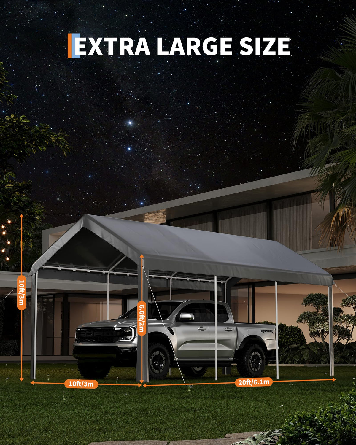 GAOMON 10X20 Carport, Heavy Duty Carport,Car Canopy Garage Boat Shelter Party Tent, Waterproof Portable Car Canopy for Truck, Boat, SUV，Grey/Yellow