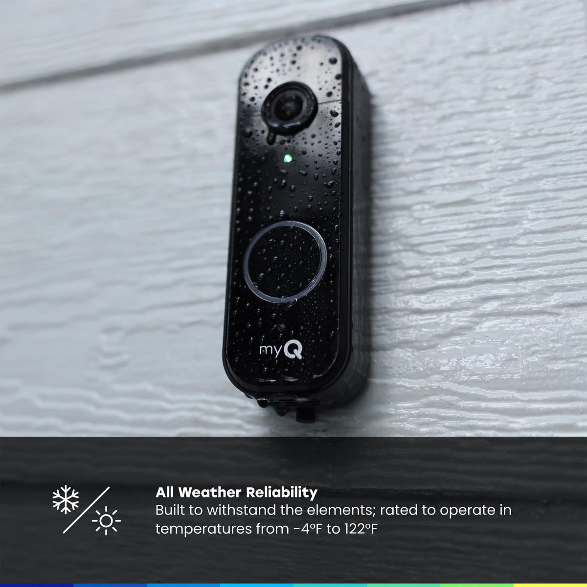 Chamberlain myQ Video Doorbell | 2K Camera, Battery/Wired, Color Night Vision, Live with 2-Way Talk, Motion Detection & Real-Time Alerts, 150 Deg Wide View, Black