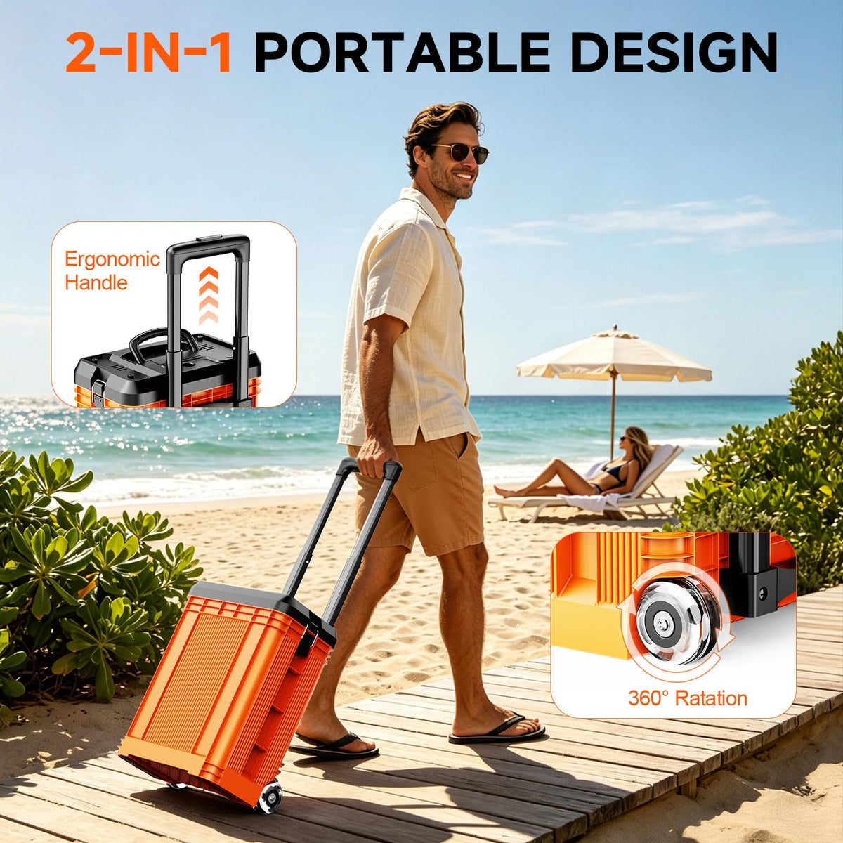 15L Bucket Portable Misting Fan, 30000mAh Rechargeable Battery Powered Oscillating Cooling Fan, 4 Strong Winds, Brushless Motor Outdoor Fans for Fishing/Travel/Garden/Golf/Tent/Office