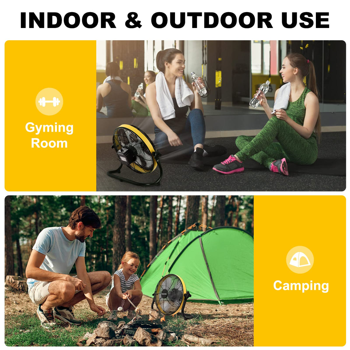 Smartele Large Battery Operated Outdoor Rechargeable Camping Fan Up to 30 Hours Battery Powered Floor Fan Cordless Outdoor Battery Fan, 2 Hours Fast Charging,16 inches