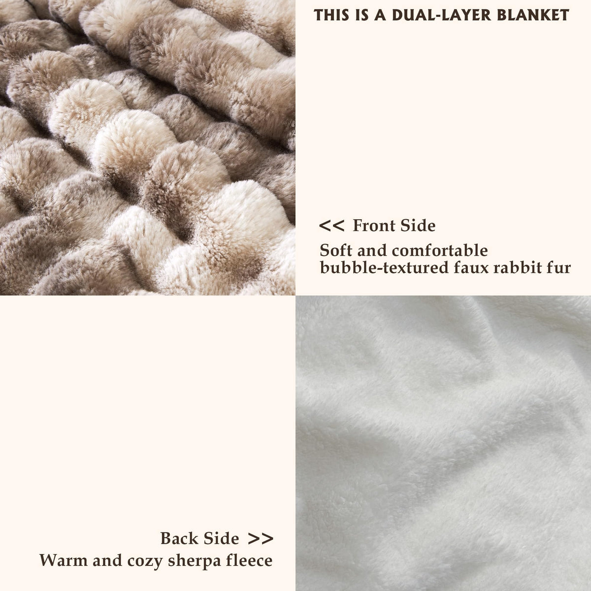 Serenhom 50x60 Inches Ultra-Soft Fuzzy Faux Fur Plush Throw Blanket - Thick, Warm Sherpa for Couch, Sofa, Bedroom, Camping - Decorative Blanket for Cozy Warmth, Bubble Brown Tie Dye