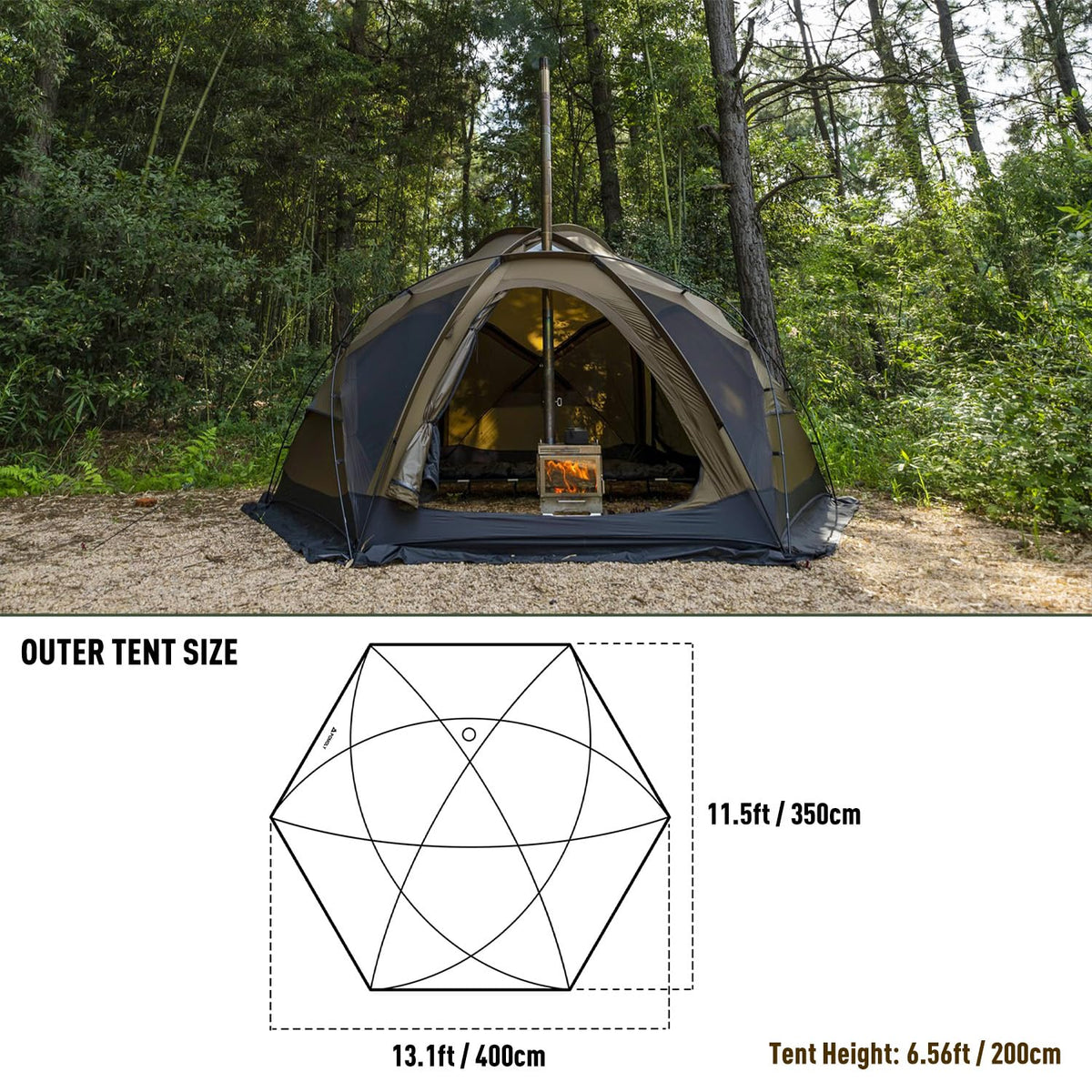 POMOLY Dome Tent Camping Hot Tent, Dome X6 Pro 4 Season Freestanding Tent for 2-4 Person Backpacking, Hiking, Hunting