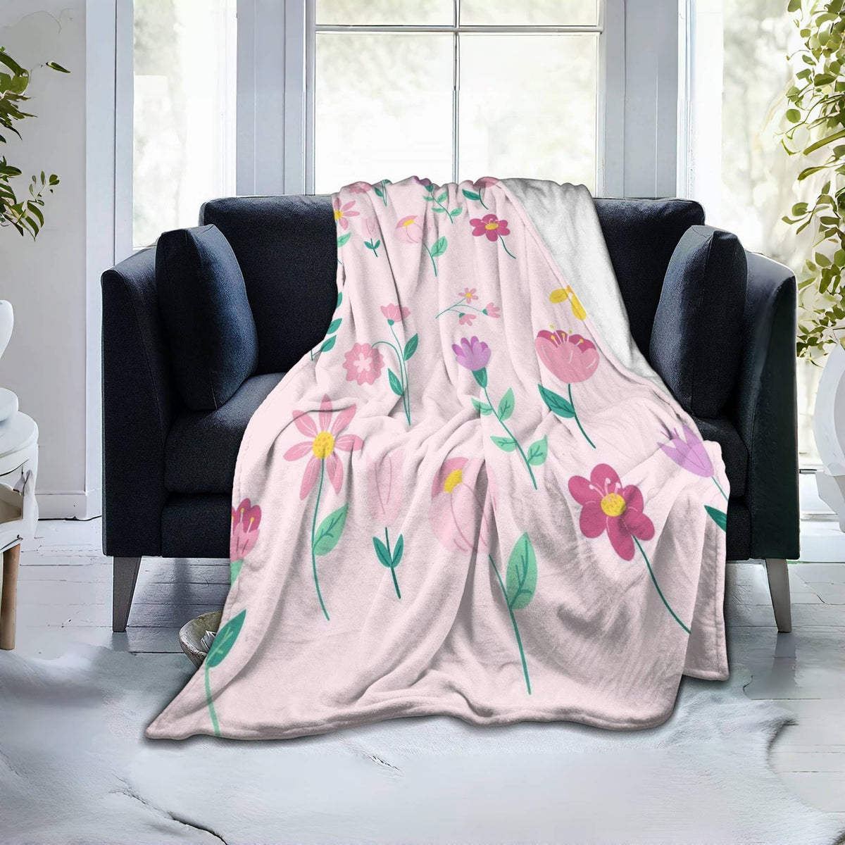 cromcu Raccoon Blanket for Kids and Adults, Holding a Bouquet of Rose, Flannel Throw Blankets, Lightweight Warm Soft for Sofa Couch Bed Romantic Decor Gifts, Single-Sided Printing, 50x60 Inches