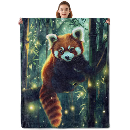 Kibue Adorable Red Panda Blanket - Soft & Cozy Warm Flannel Throw - Plush Lightweight Blankets for Travel, Sofa, Bedroom, Office - Gifts for Adults Women Kids - for All Seasons 60"×50"