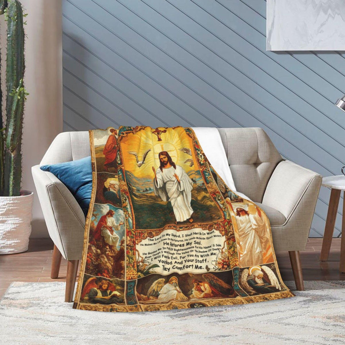 Christian Jesus Blanket Christian Prayer & Scripture Throw Blanket - Inspirational Bible Verses, Ultra-Soft Lightweight Flannel (60"X50") for Adults & Kids - Uplifting Faith Gift