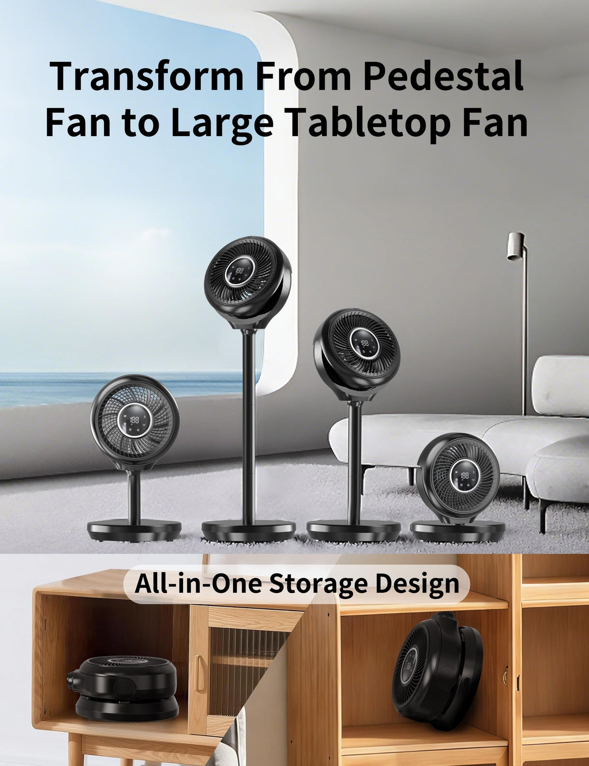 Standing Fan for Bedroom, Omnidirectional 180° Oscillating Quiet Pedestal Floor Fans, 25dB Ultra Quiet DC Cooling Fan Blows Cold Air with Remote, 15 Speed, 3 Modes, 12H Timer, 15-38" Height Adjustable