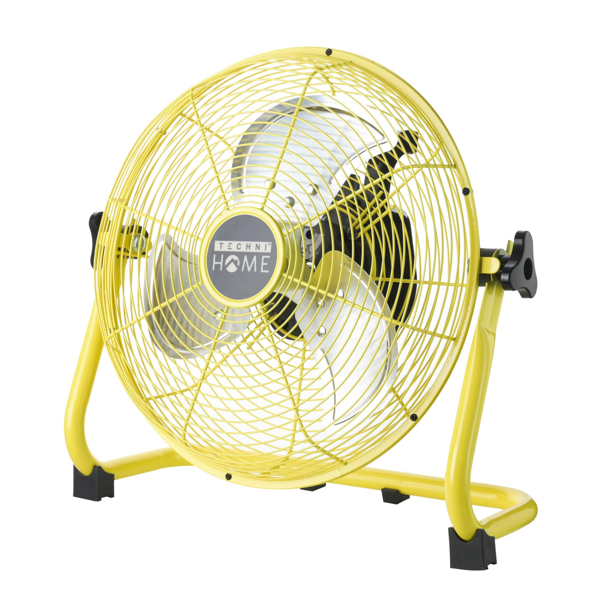Techni Home 12” Rechargeable 4000mAh High Velocity Cordless Fan with Up to 43.5-Hour Runtime, Ideal for Camping, Emergency Use, or Home Cooling, Yellow