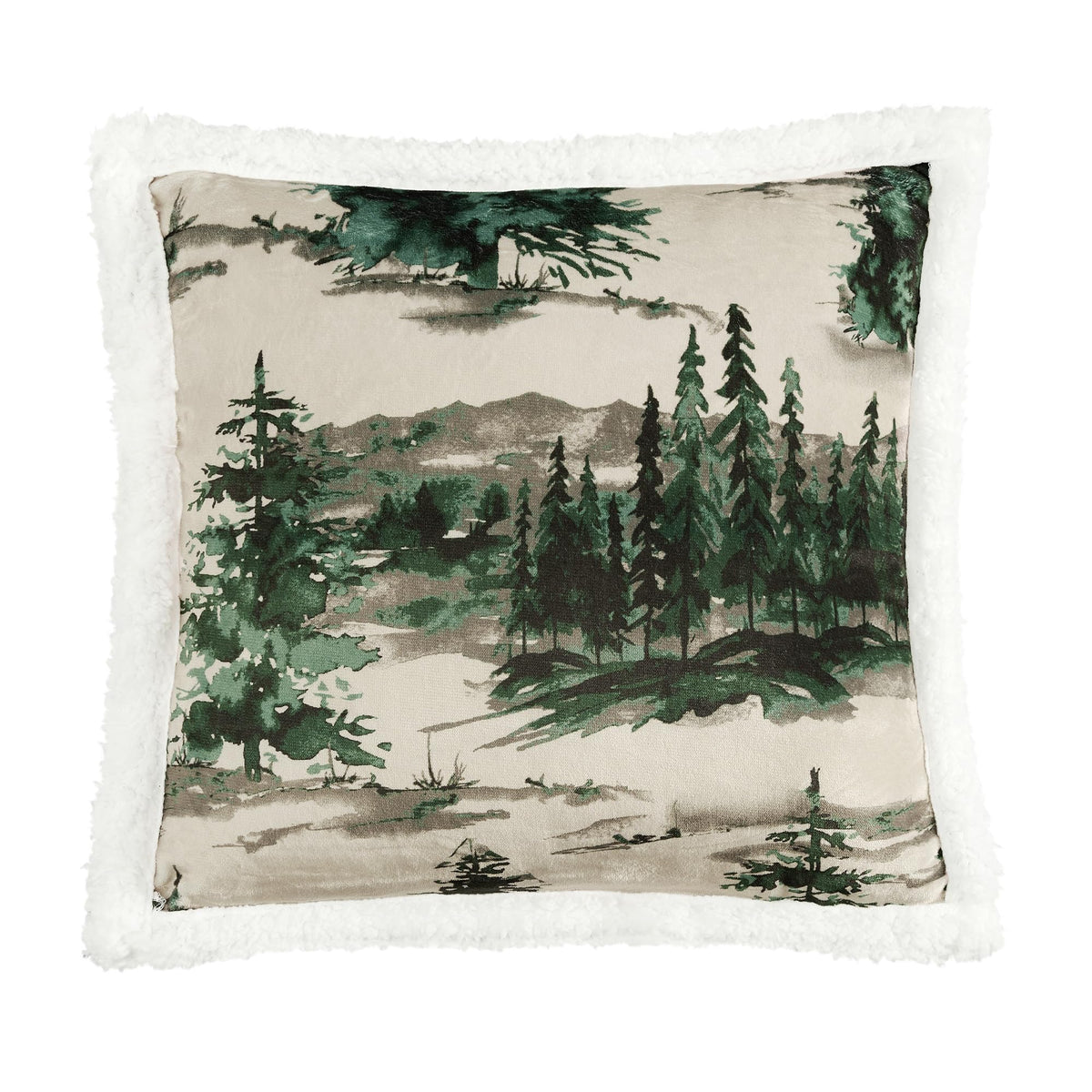 Paseo Road Indigo Hill by HiEnd Accents Joshua 3 Piece Sherpa Throw Blanket Set, Forest Pine Trees Nature Print Fleece Throw Set, Western Cabin Lodge Style, 1 Throw and 2 Pillows