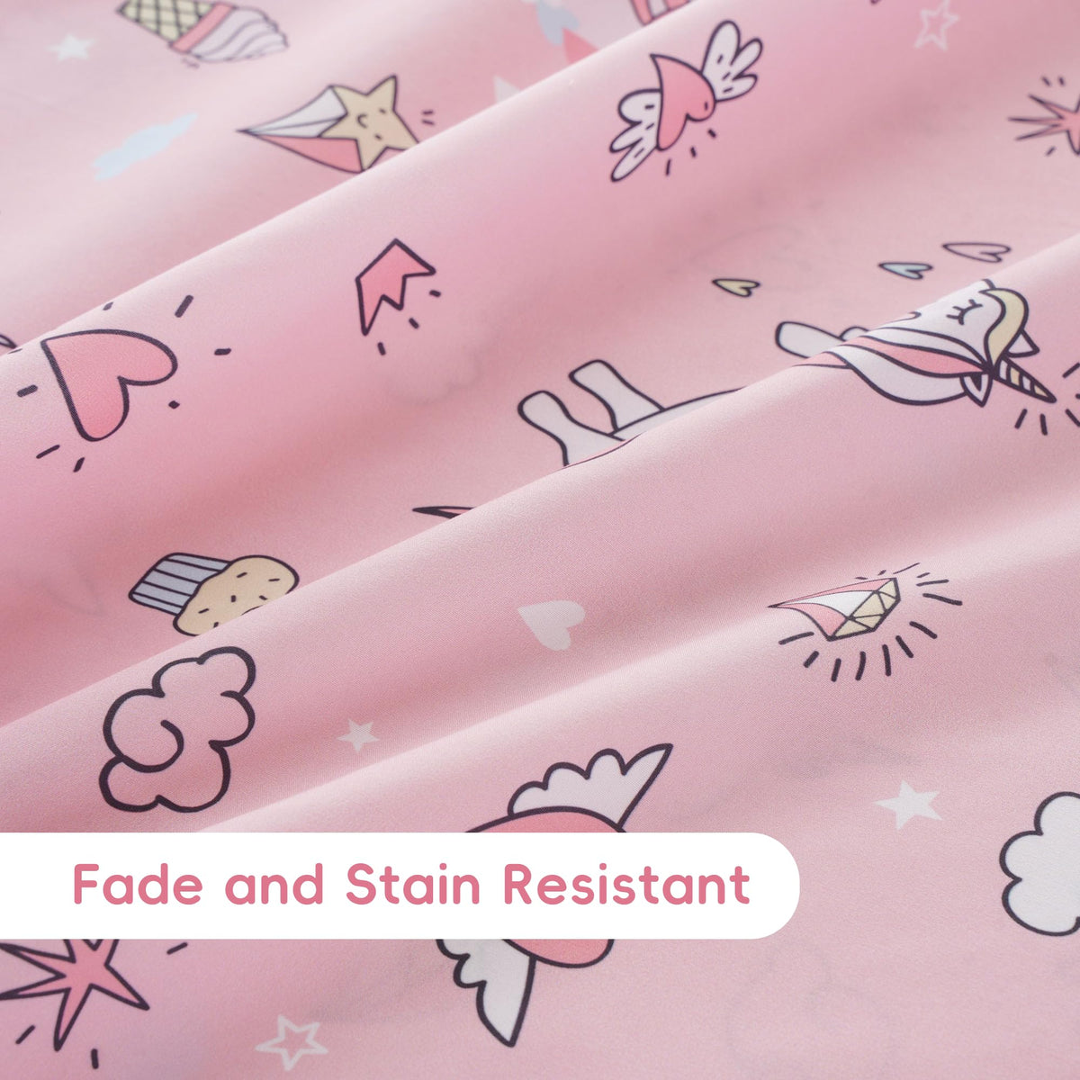 Bunnikins & Clover Unicorn Kids Sheet Set Twin Size, 3 Piece Soft Microfiber Bed Sheets, Deep Pocket Pink Toddler Bedding Set for Boys Girls