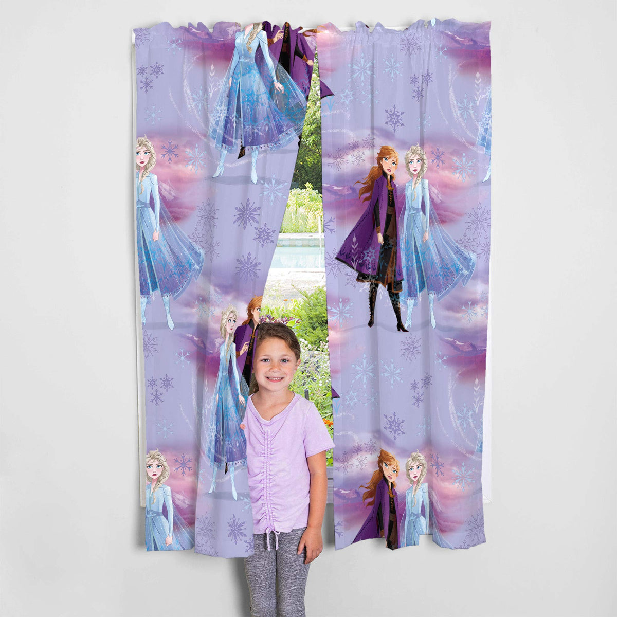 Disney Frozen 2 Kids Room Window Curtains Drapes Set, 82 in x 63 in, "Official" Disney Product By Franco