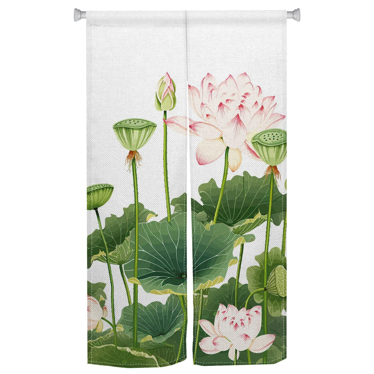 XMJJKUF Noren Japanese Doorway Curtain Chinese Traditional Lotus Printed Style Door Curtain Feng Shui Tapestry Window Bedroom Partition Kithchen Bathroom Door Decor,33.5"x 59"