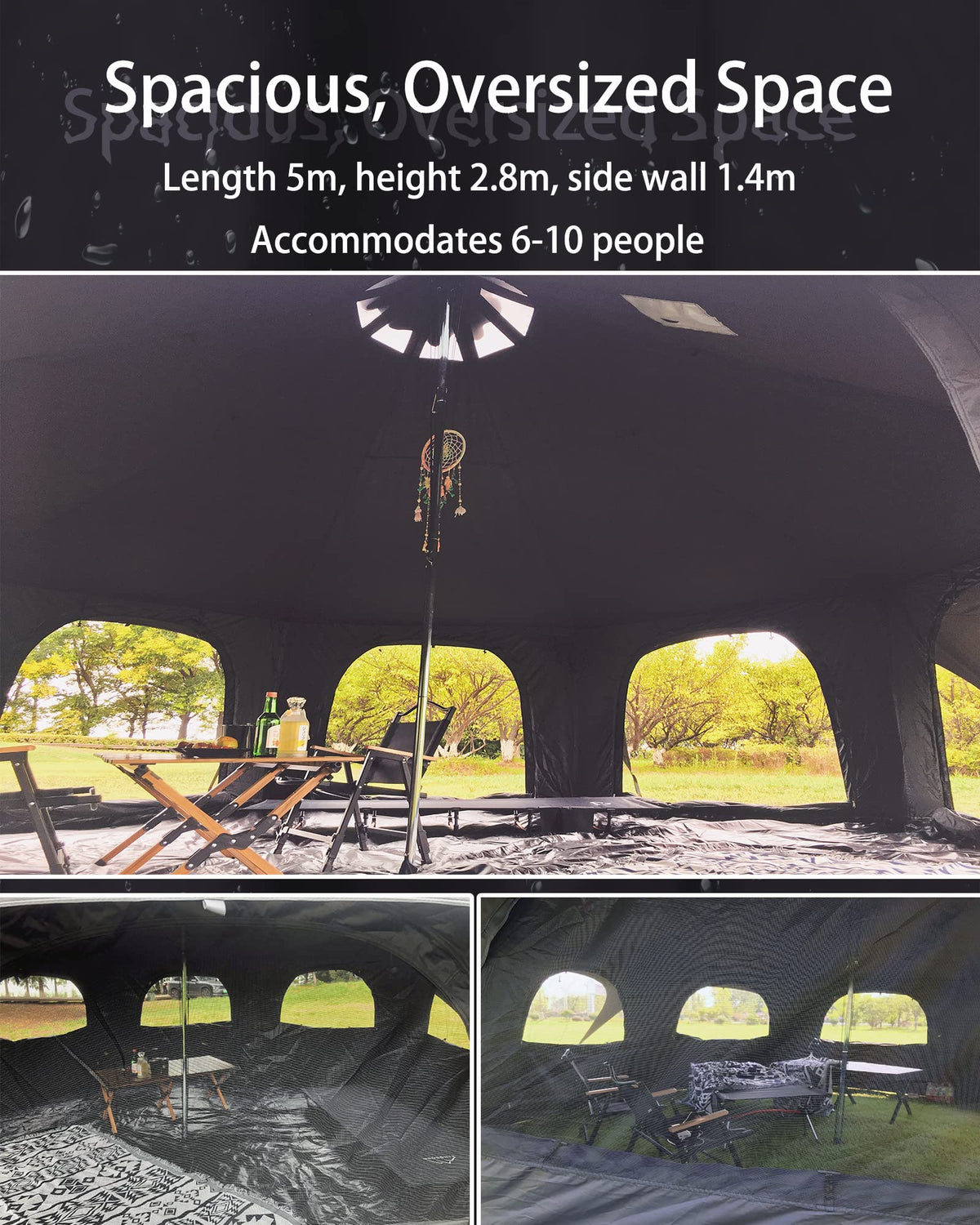 Kanggogo 5M Cotton Canvas Tent Bell - Yurts with Stove Jack，16.4ft*High9.2ft ，Breathable and Windproof,Glamping for 6/8/10Person Family Camping (8-10 People)