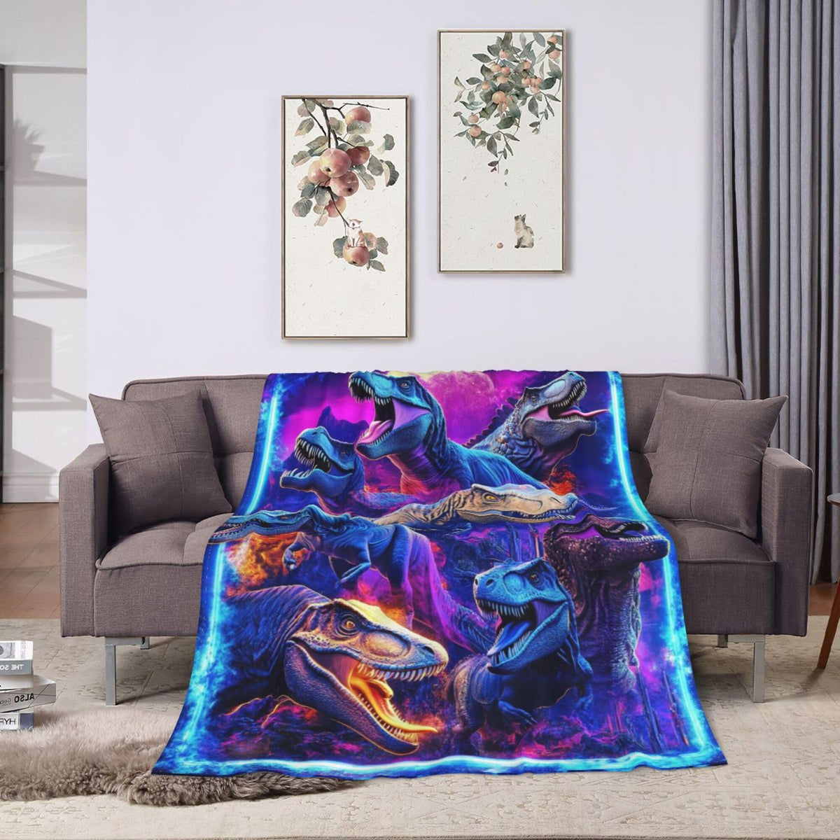 Cool Dinosaur Blanket Dinosaur Decor Cozy Animal Throw Super Soft Plush Flannel Fleece Blanket Gift for Kids Adults Men Women Ultra Warm & Lightweight Flannel, 50"X40"