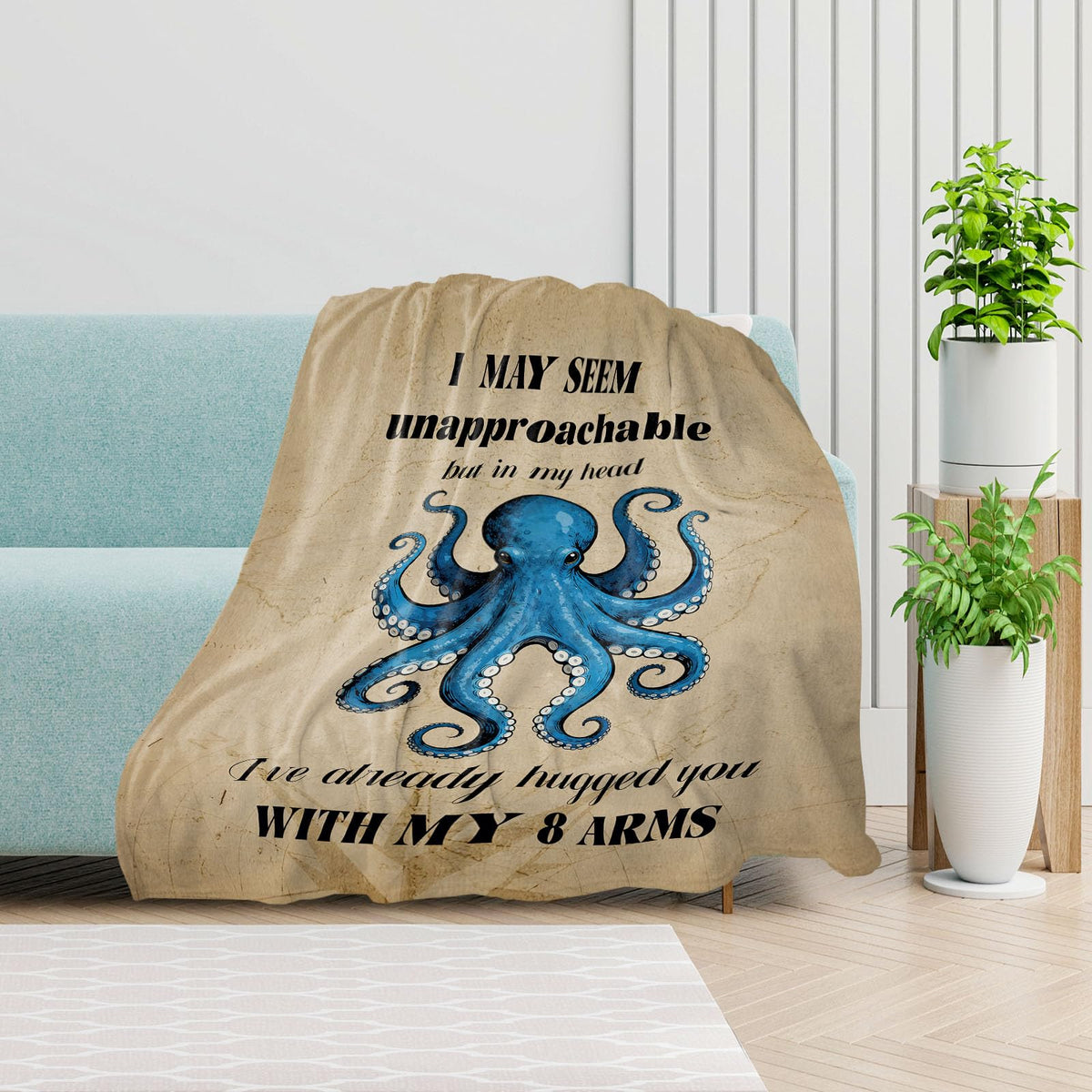 keepitcozi Funny Octopus Gifts Blanket for Adult Kids, Unique Best Friend Birthday for Women Men, Gag Gift, Relaxation Stress Relief Gifts for Cowoker, Quirky Home Decor for Octopus Lovers 50"x60"
