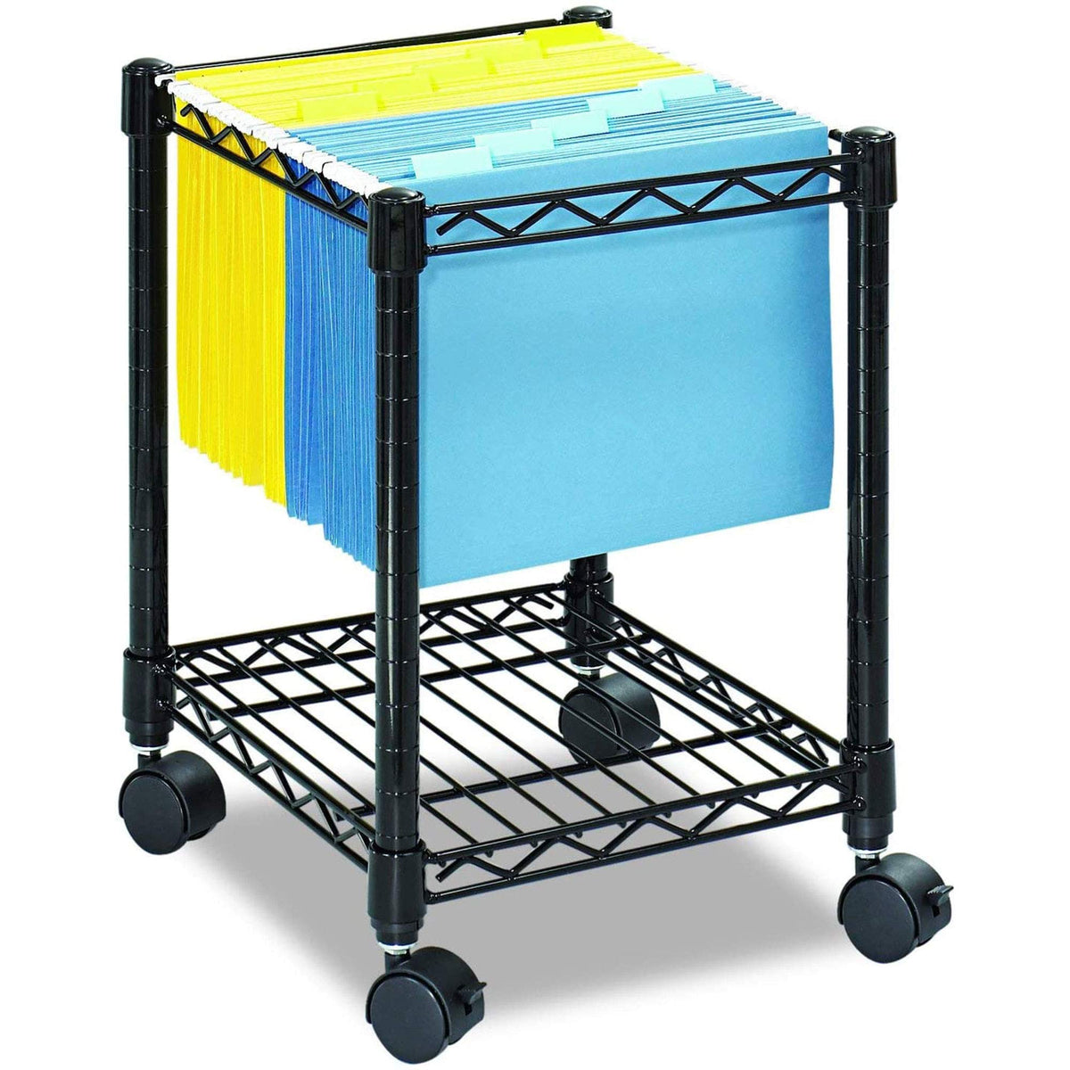 Safco Compact Rolling Cart, Fits Letter and Legal-Size Hanging Folders, Mobile File Storage, Steel, Black