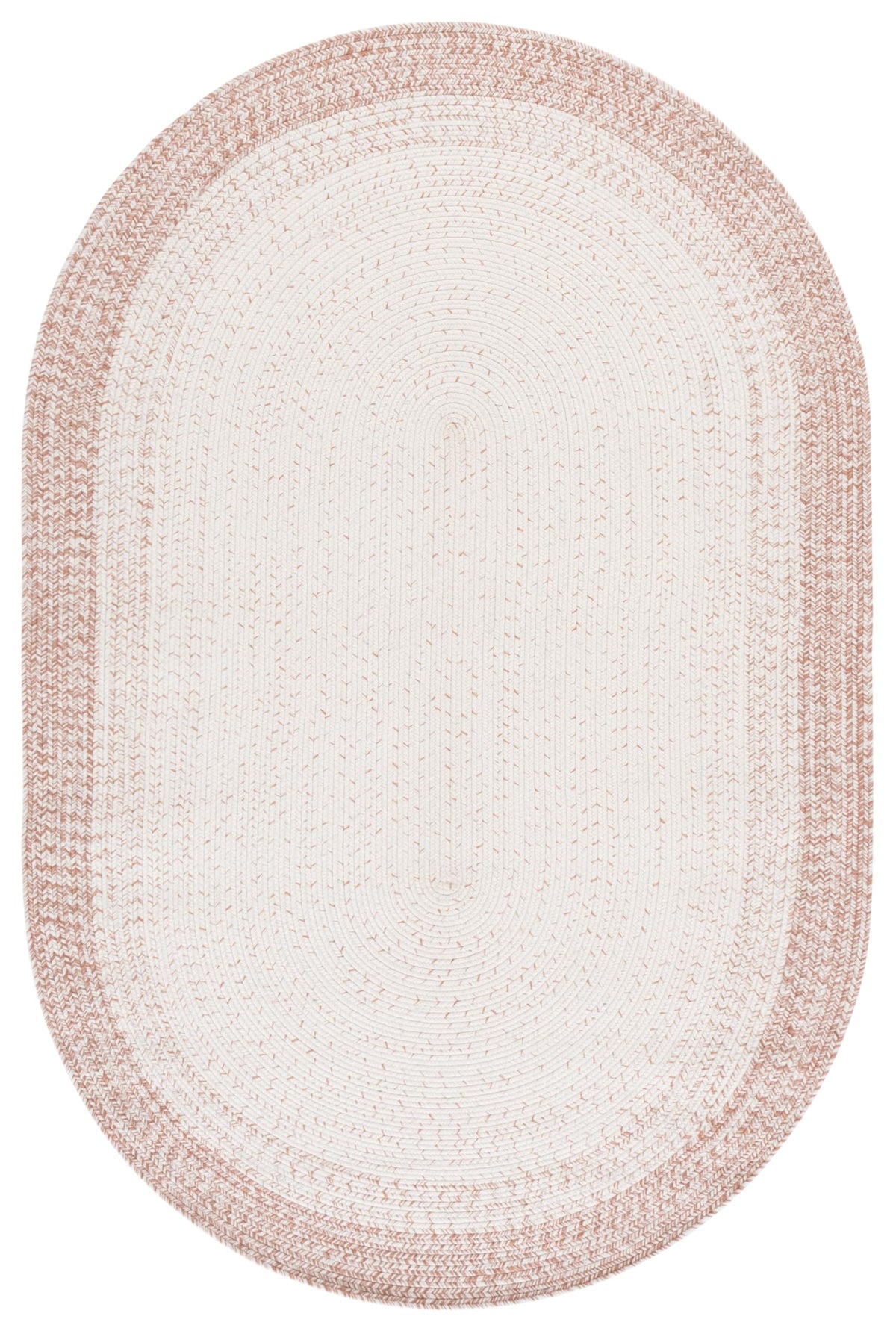 SAFAVIEH Washable Rug Outdoor Braided Collection - 6' x 8' Oval, Ivory & Beige, Handmade & Reversible, Non-Shedding & Easy to Clean, Ideal for Patio, Backyard, Mudroom (BRA283B)