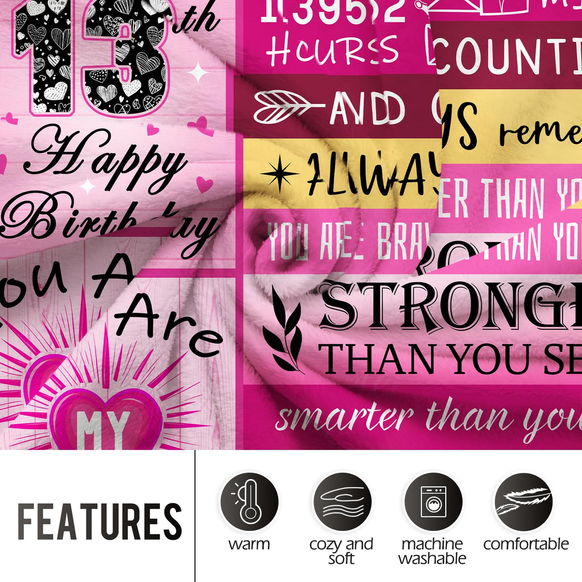 Levens Sweet 13 Gifts for Girls Boys, 13th Birthday Gifts for Girls, 13 Year Old Girl Birthday Gift Ideas, 16th Birthday Decorations, Happy 13th Birthday Presents for 13 Year Old Blanket 60"x50"