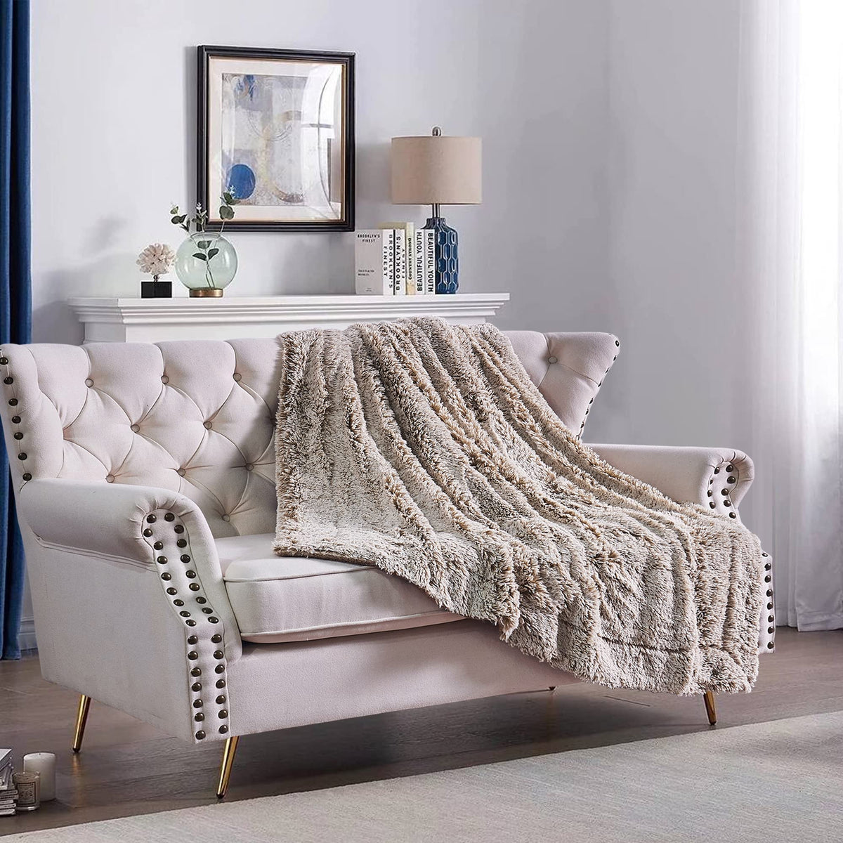 Home Soft Things Woolly Mammoth Throw Blanket, 50" x 60", Tannin